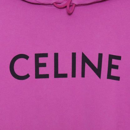 CELINE 21SS Pink Loose Cotton Logo Print Hoodie Size L