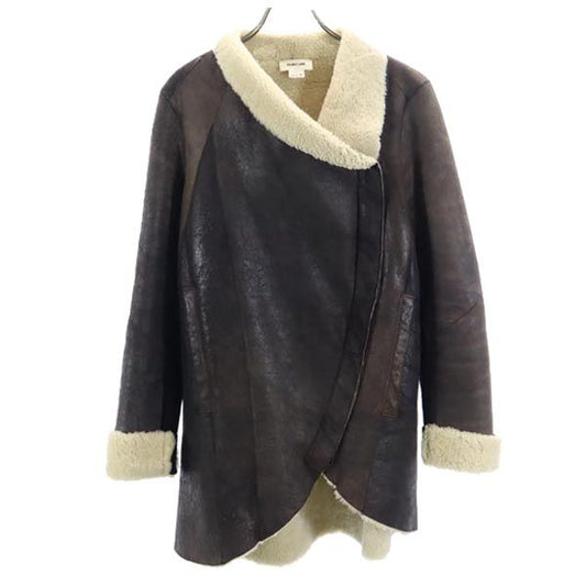 HELMUT LANG Sheepskin Suede Boa Lined Jacket Brown Size M