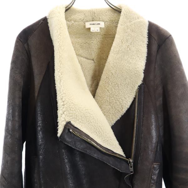 HELMUT LANG Sheepskin Suede Boa Lined Jacket Brown Size M