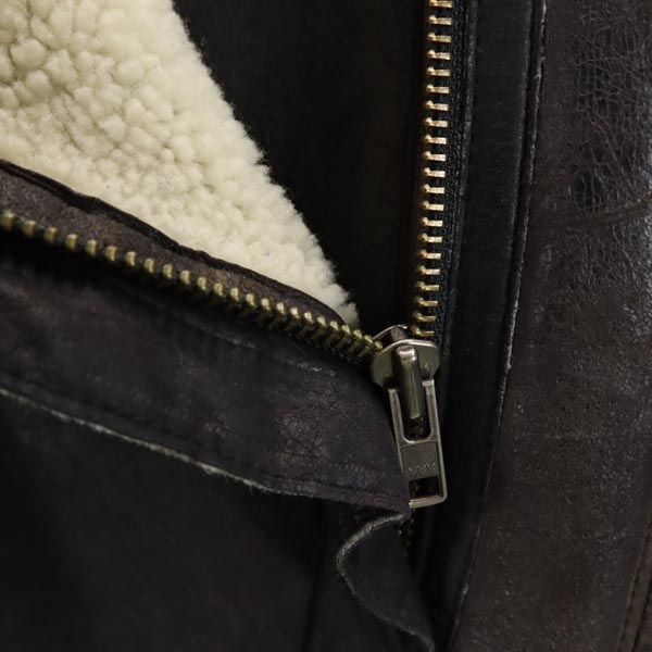 HELMUT LANG Sheepskin Suede Boa Lined Jacket Brown Size M