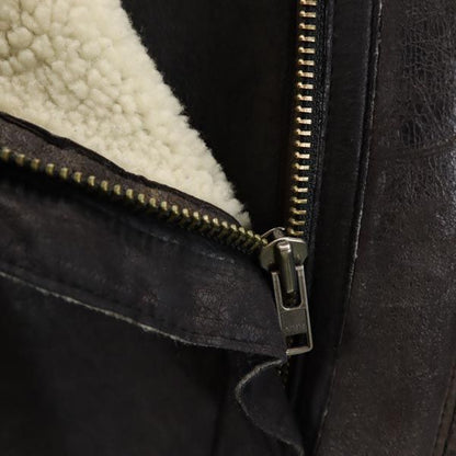 HELMUT LANG Sheepskin Suede Boa Lined Jacket Brown Size M