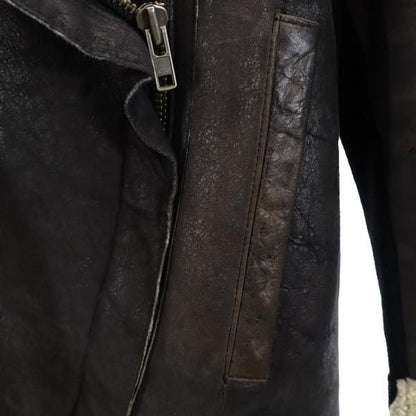 HELMUT LANG Sheepskin Suede Boa Lined Jacket Brown Size M
