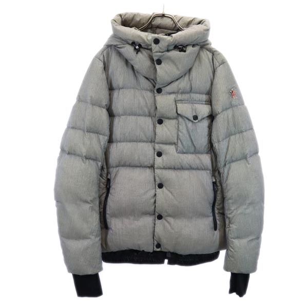 MONCLER Logo Embroidered Down Jacket Gray Size 4