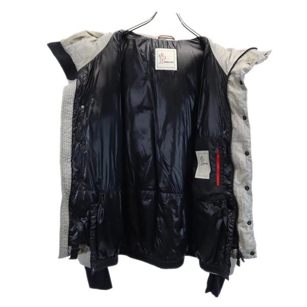MONCLER Logo Embroidered Down Jacket Gray Size 4