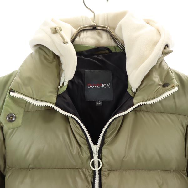 DUVETICA Down Jacket with Fleece Hood Khaki Size 42