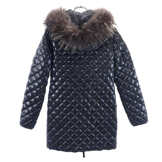 DUVETICA Quilted Down Jacket Real Fur Black Size 38