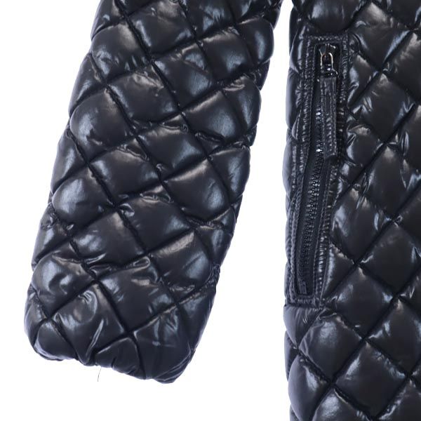 DUVETICA Quilted Down Jacket Real Fur Black Size 38