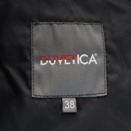 DUVETICA Quilted Down Jacket Real Fur Black Size 38