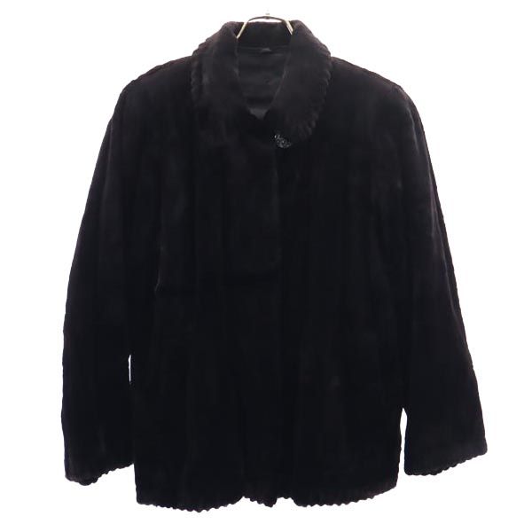 SAGA MINK Real Fur Half Coat Brown Size F