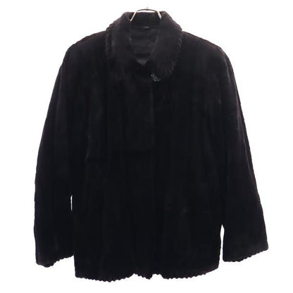 SAGA MINK Real Fur Half Coat Brown Size F