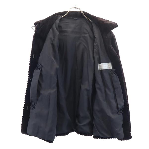 SAGA MINK Real Fur Half Coat Brown Size F