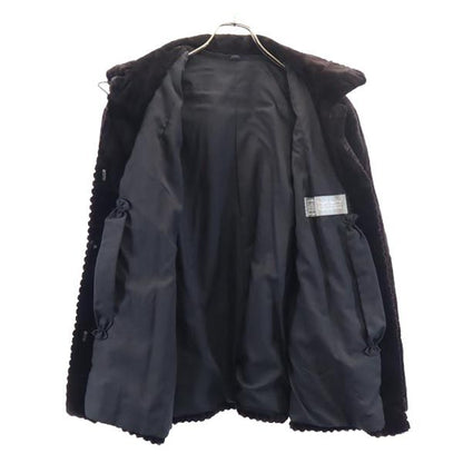 SAGA MINK Real Fur Half Coat Brown Size F