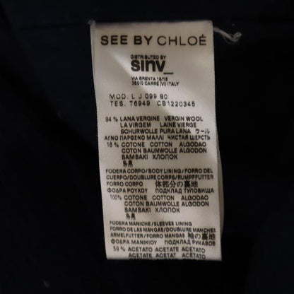 SEE BY CHLOE Padded Hooded Wool Coat Navy Blue Size 4