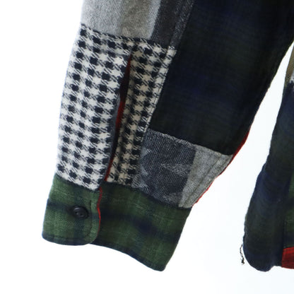 RRL Plaid Patchwork Flannel Shirt Khaki Size JP 3