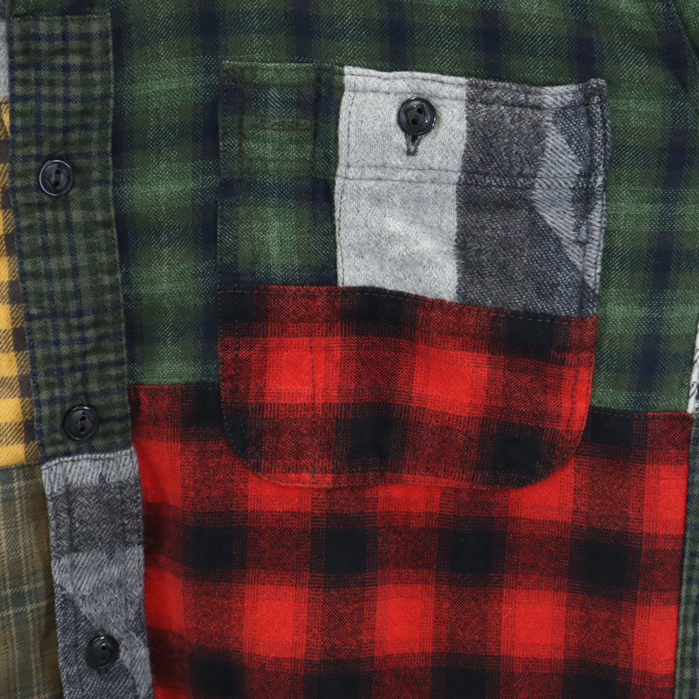 RRL Plaid Patchwork Flannel Shirt Khaki Size JP 3