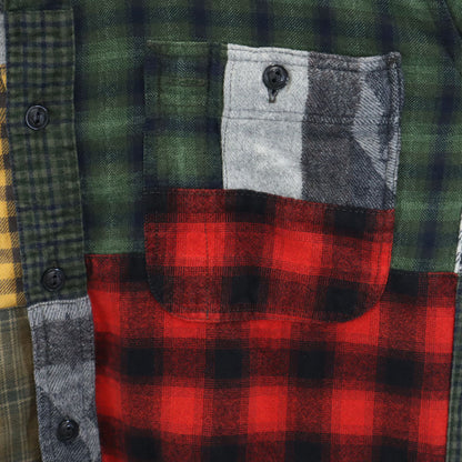 RRL Plaid Patchwork Flannel Shirt Khaki Size JP 3