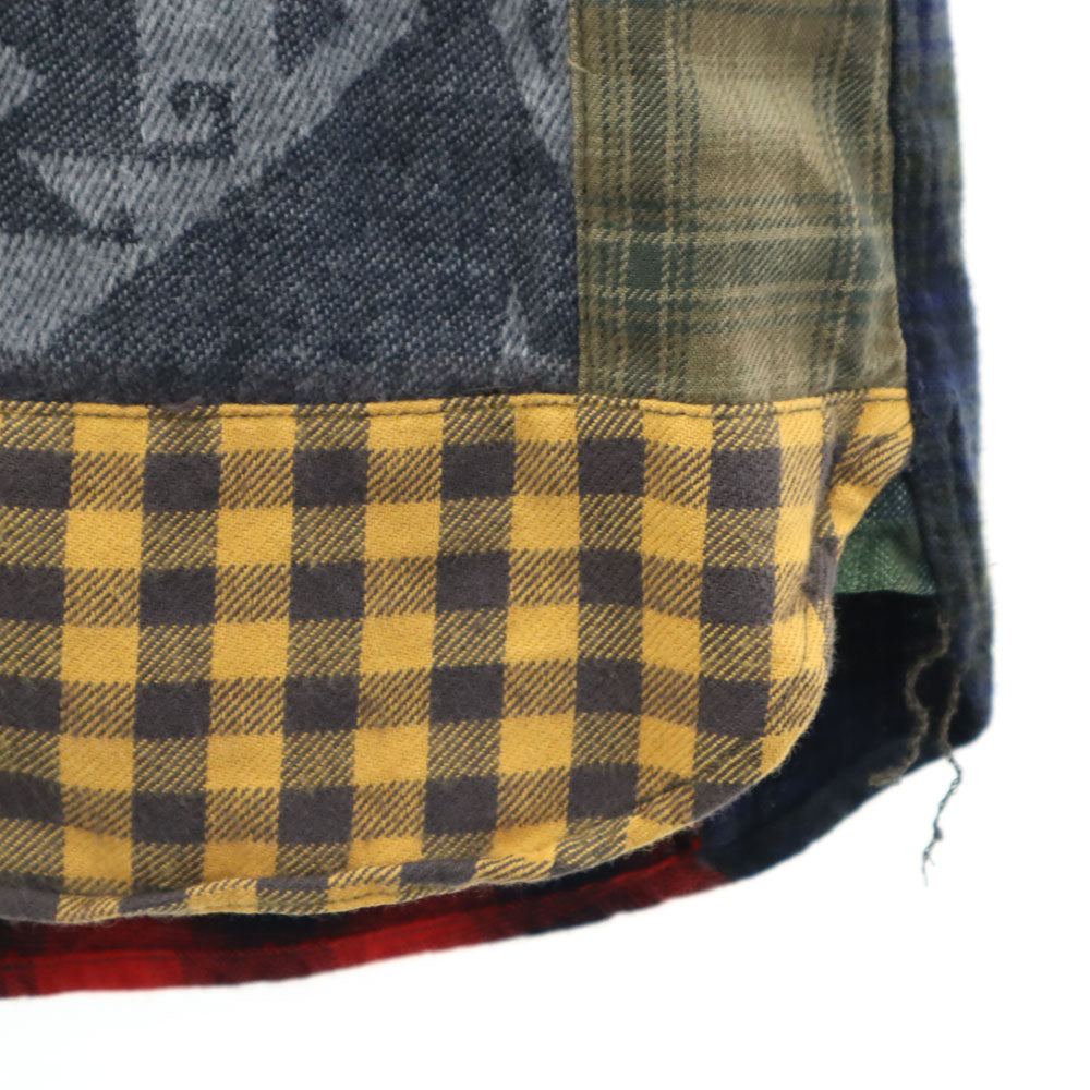 RRL Plaid Patchwork Flannel Shirt Khaki Size JP 3