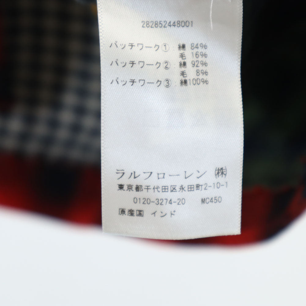 RRL Plaid Patchwork Flannel Shirt Khaki Size JP 3
