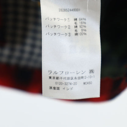 RRL Plaid Patchwork Flannel Shirt Khaki Size JP 3