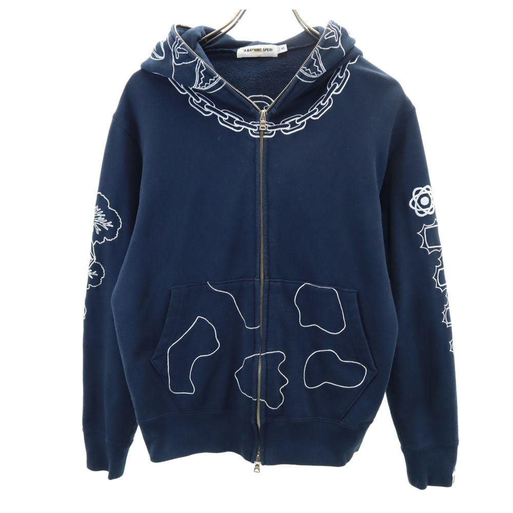 Bape A BATHING APE Navy Made in Japan Zip Hoodie Size S