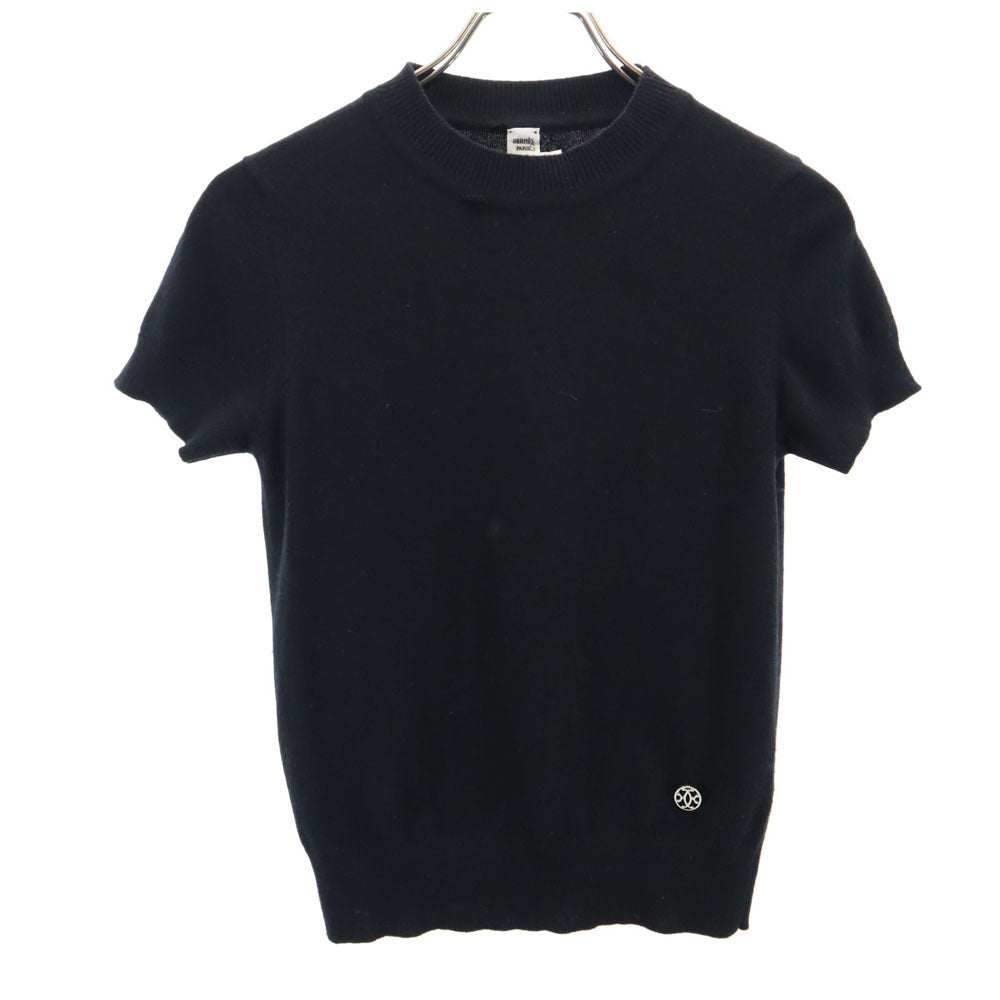 HERMES Cashmere Short Sleeve Sweater Black Size 34/S