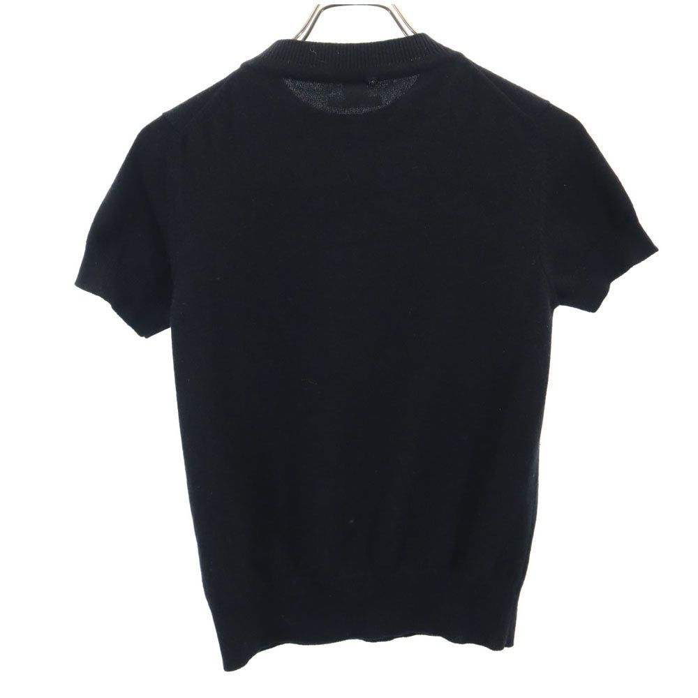 HERMES Cashmere Short Sleeve Sweater Black Size 34/S