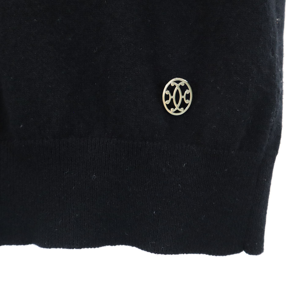 HERMES Cashmere Short Sleeve Sweater Black Size 34/S