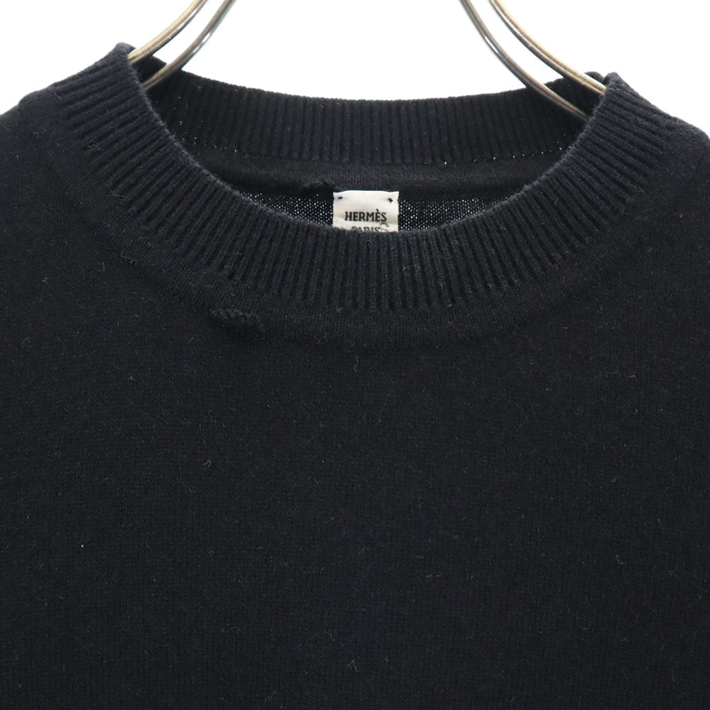 HERMES Cashmere Short Sleeve Sweater Black Size 34/S