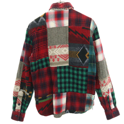 RRL Wool Blend Check Patchwork Long Sleeve Shirt Red Size XS