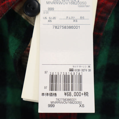 RRL Wool Blend Check Patchwork Long Sleeve Shirt Red Size XS