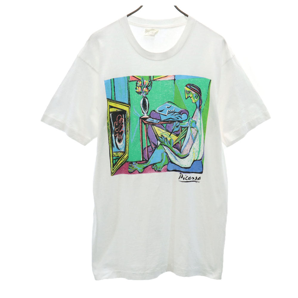 USA 90s Vintage Picasso Art Print T-Shirt White Size L