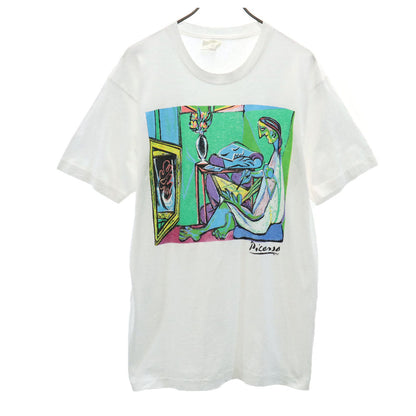 USA 90s Vintage Picasso Art Print T-Shirt White Size L