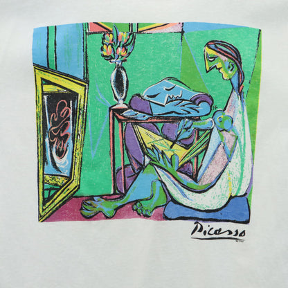 USA 90s Vintage Picasso Art Print T-Shirt White Size L