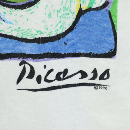 USA 90s Vintage Picasso Art Print T-Shirt White Size L