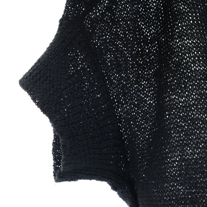 Y's Linen Blend Mesh Short Sleeve Cardigan Black Size M