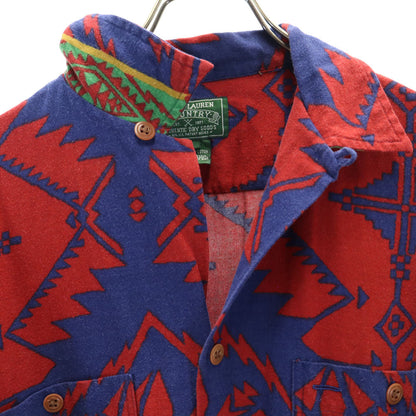 RALPH LAUREN COUNTRY 90s Native Flannel Shirt Red Polo Size M