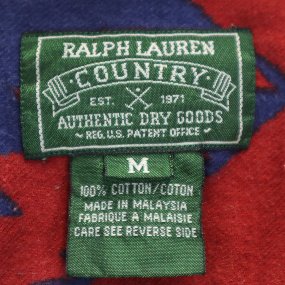 RALPH LAUREN COUNTRY 90s Native Flannel Shirt Red Polo Size M