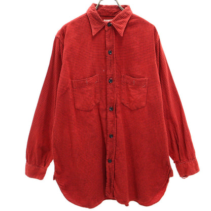 Pilgrim 40s 50s Red Houndstooth Flannel Shirt Size 15-15.5