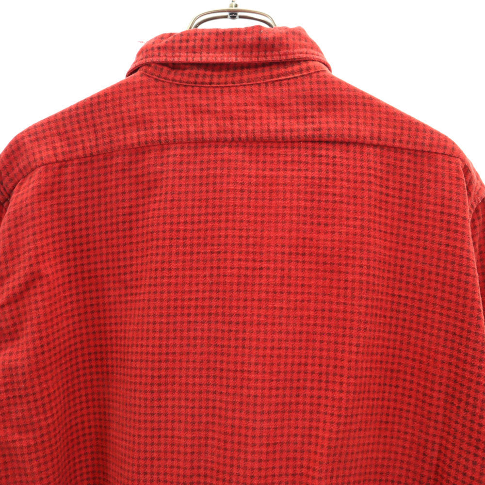 Pilgrim 40s 50s Red Houndstooth Flannel Shirt Size 15-15.5