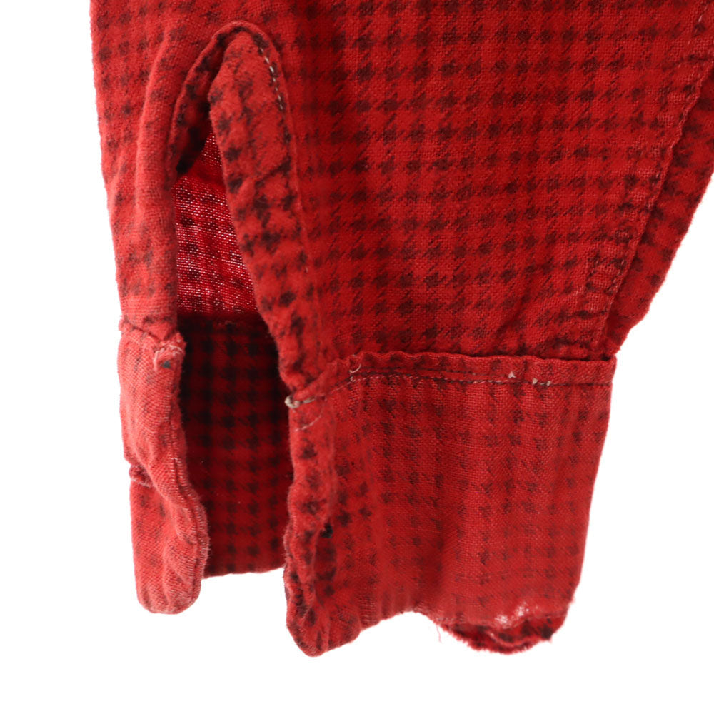 Pilgrim 40s 50s Red Houndstooth Flannel Shirt Size 15-15.5