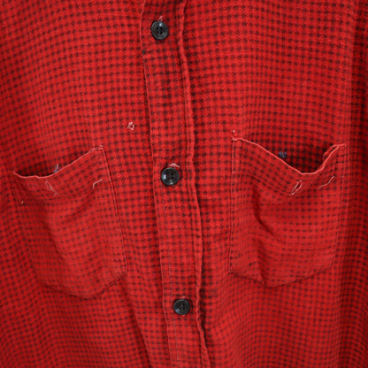 Pilgrim 40s 50s Red Houndstooth Flannel Shirt Size 15-15.5