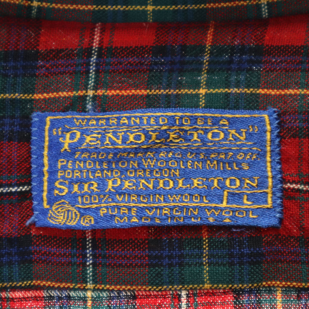 PENDLETON 70s Red Check Button Down Shirt Size L