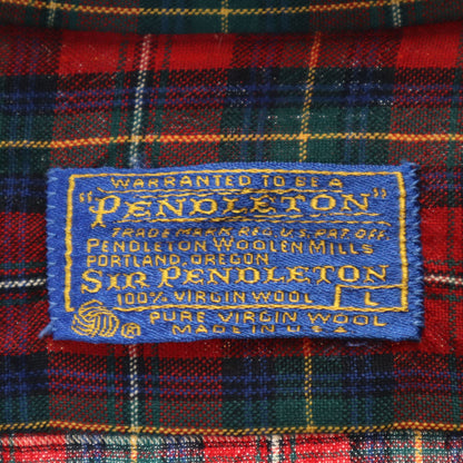 PENDLETON 70s Red Check Button Down Shirt Size L