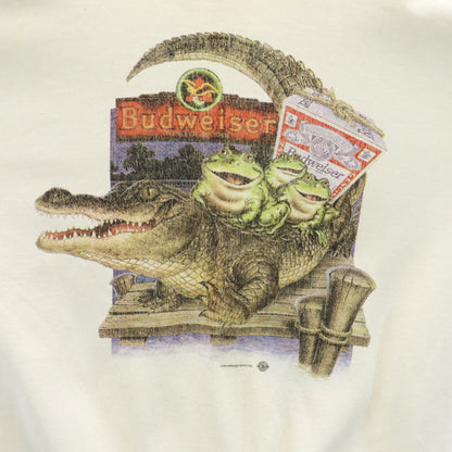 Hanes 90s Vintage Budweiser Frog Sweatshirt White Size L
