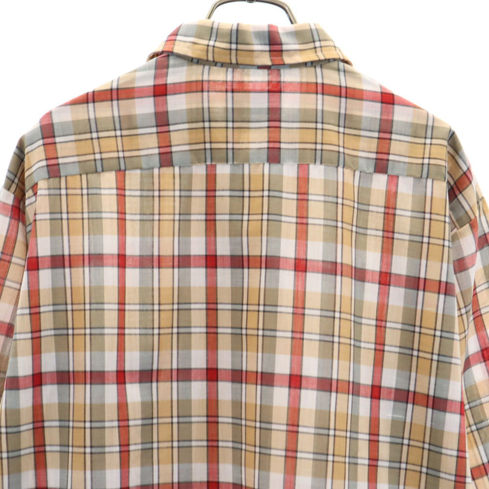 Darwin 60s Vintage Open Collar Check Shirt Beige Size L