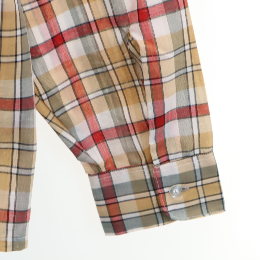 Darwin 60s Vintage Open Collar Check Shirt Beige Size L