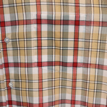 Darwin 60s Vintage Open Collar Check Shirt Beige Size L