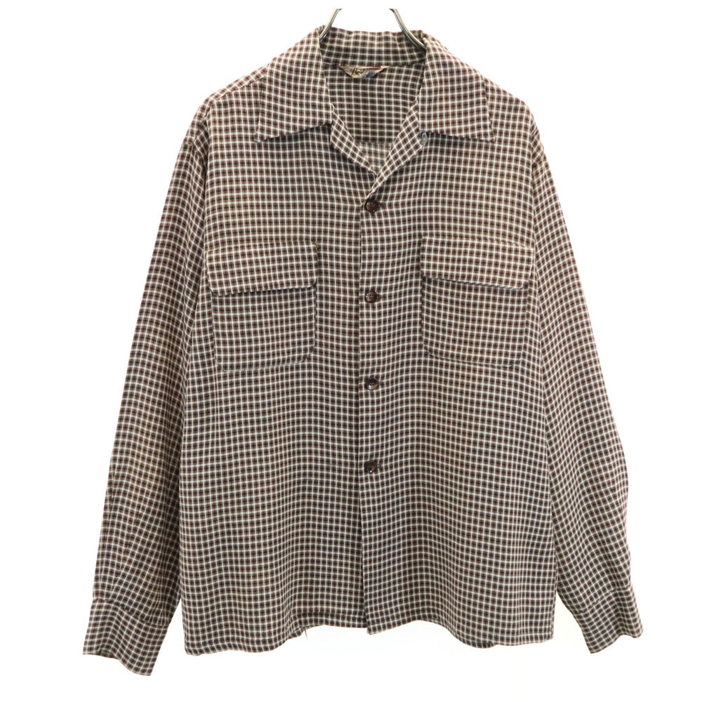 Berkshire 50s/60s Vintage Check Open Shirt Brown Size M