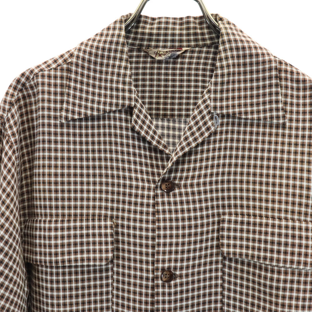 Berkshire 50s/60s Vintage Check Open Shirt Brown Size M