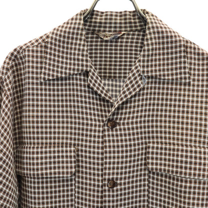 Berkshire 50s/60s Vintage Check Open Shirt Brown Size M